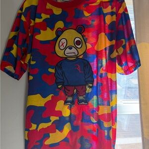 Colorful Camouflage Bear Graphic Tee - Retro Label